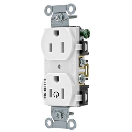 HUBBELL WIRING DEVICE-KELLEMS Commercial Specification Grade Duplex Receptacles for Controlled Applicatoins BR15C1WHI